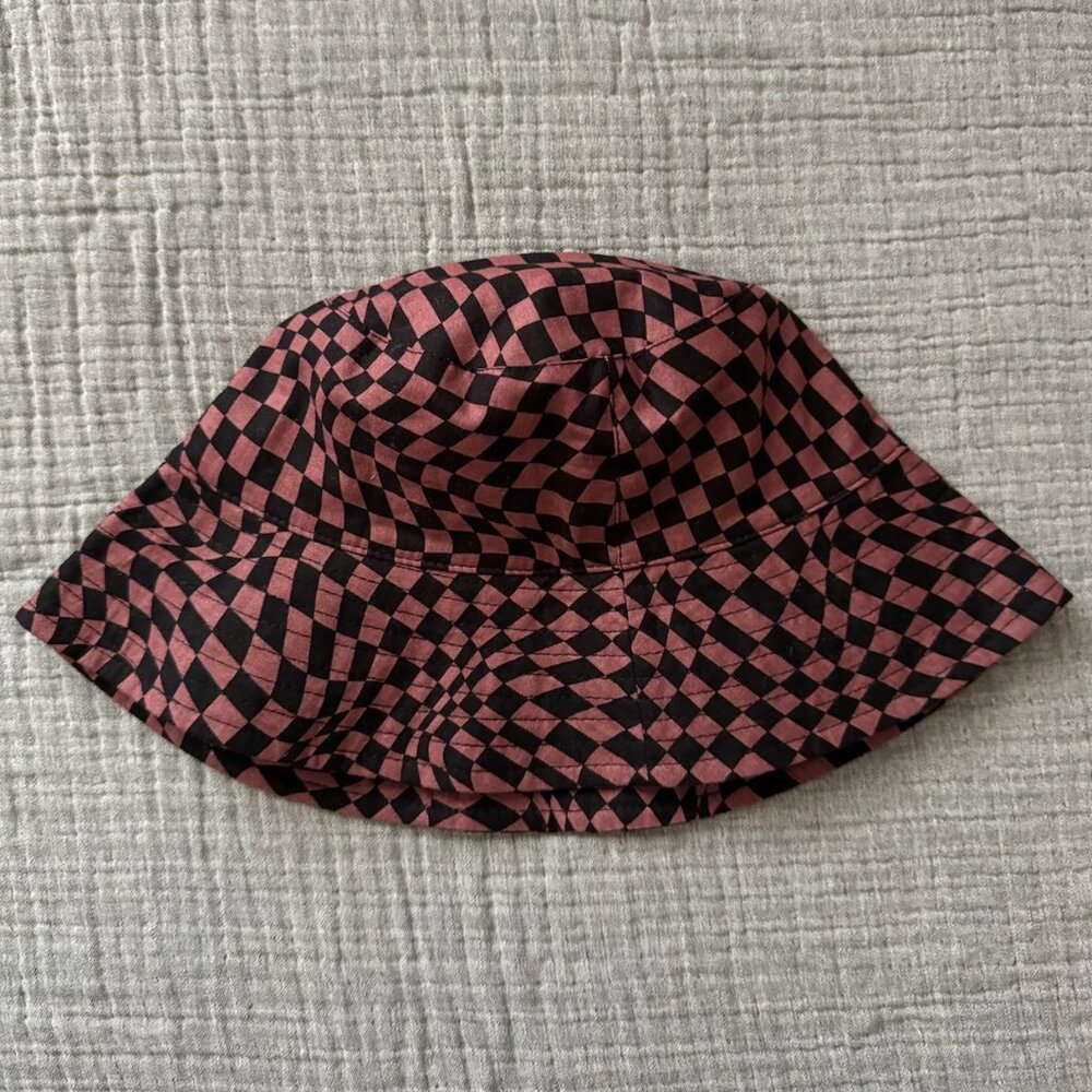 Baggu Pink Checkerboard Bucket Hat